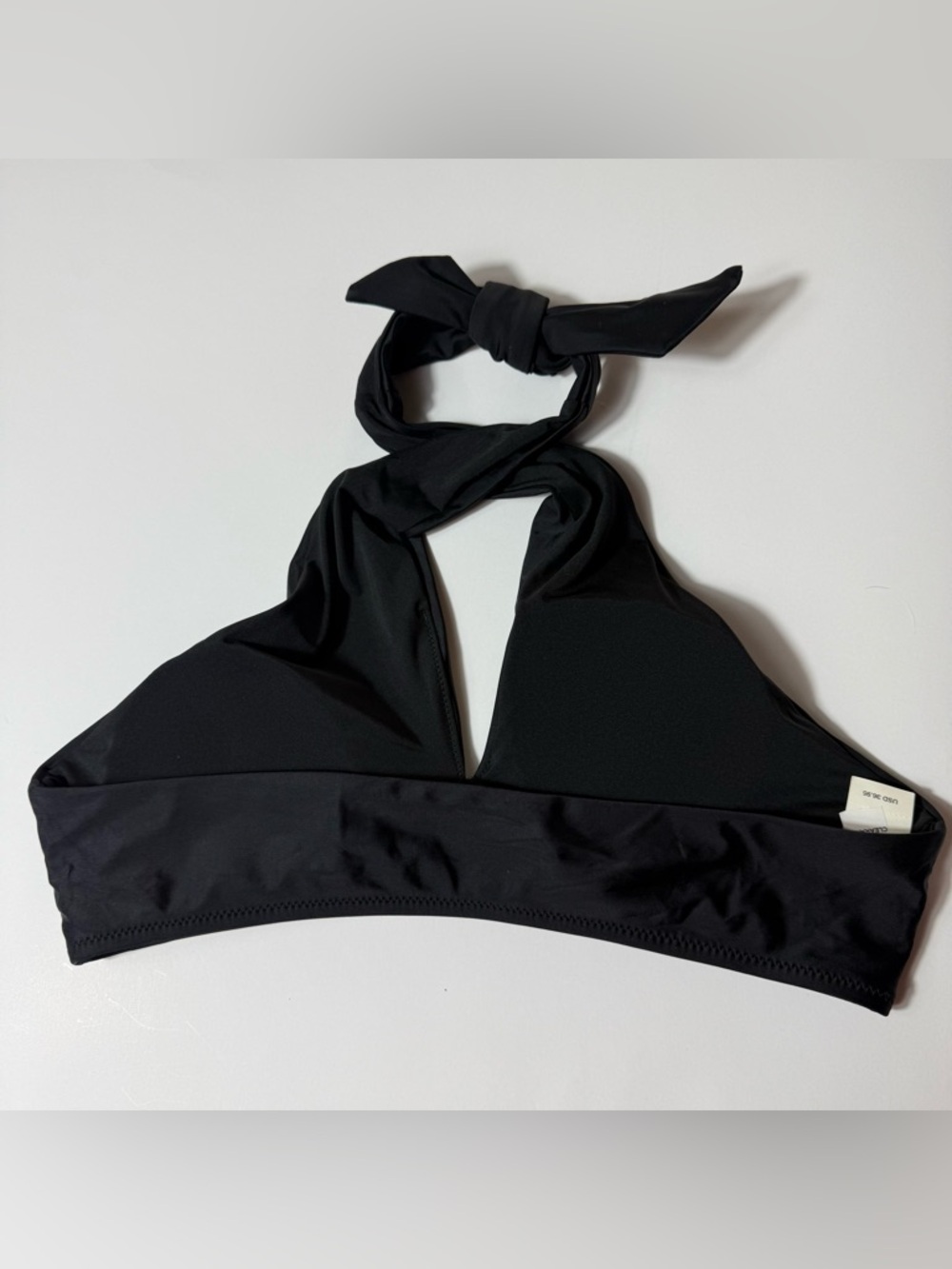 Aerie NWT Black Crossover Halter Bikini Top Size M - Picture 5 of 7